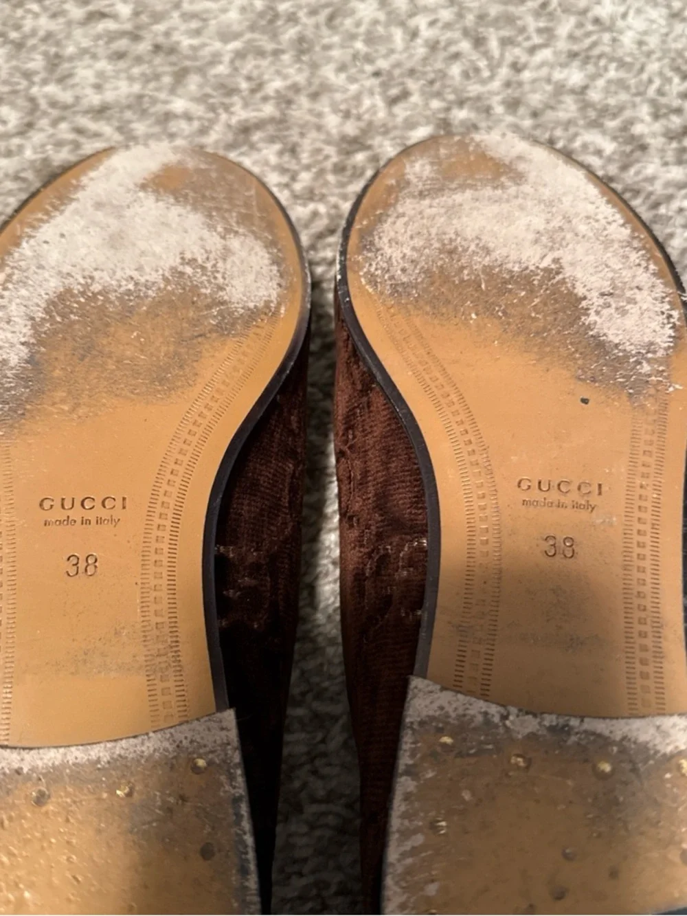 Authentic Gucci Brown Velvet Horsebit Loafers - Picture 6 of 9